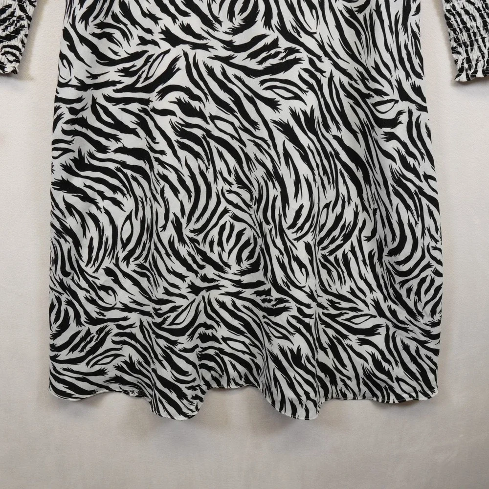 Halogen Dress Womens S Black White Animal Print Boho Chic‎ Midi Modern Workwear